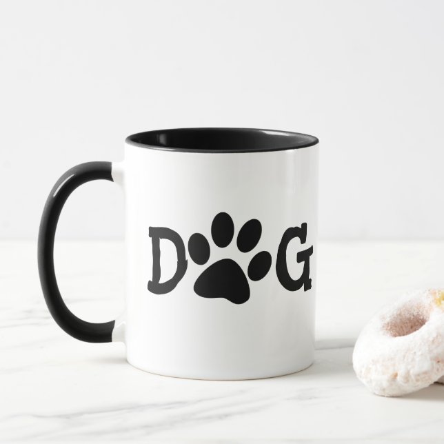 Mug Maman Chien Empreintes De Patte Sur Blanc (Avec donut)