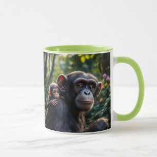 Mug Maman chimpanzé promène son bébé.