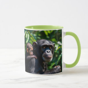 Mug Maman chimpanzés promène son bébé.