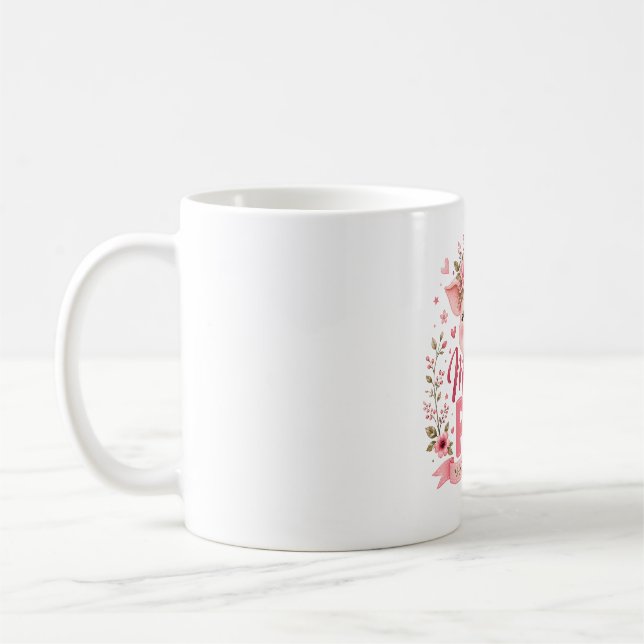 Mug Maman Cochon Floral Rose Maternité Animaux de Ferm (Gauche)