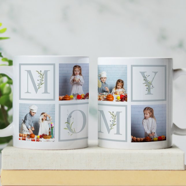 Mug MAMAN Collage de photos Lettres aquarelle (Créateur téléchargé)