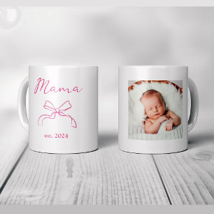 Mug Maman Coquette Pink Bow and Baby's Photo