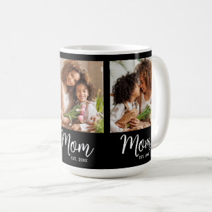 Mug Maman Date de Création 3 Photo Écriture Blanche su