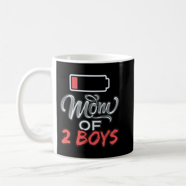 Mug Maman de 2 Garçons Drôle Momie Faible Batterie (Gauche)