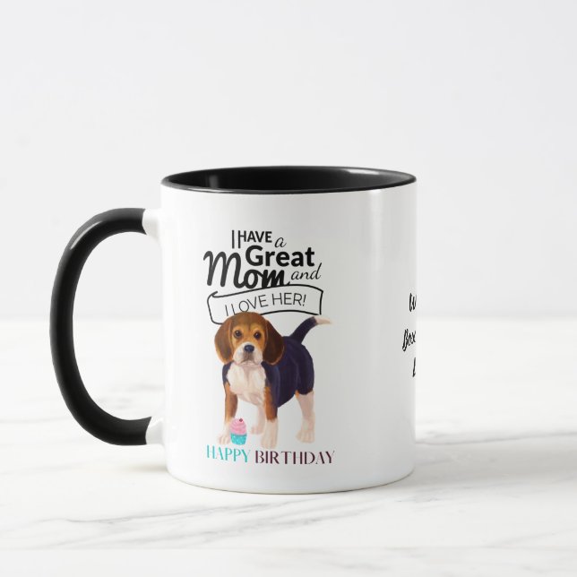 Mug MAMAN DE CHIEN BEAGLE LA MEILLEURE AU MONDE Cadeau (Gauche)