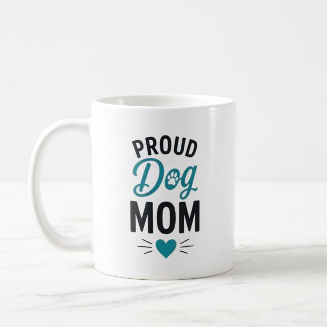 Mug Maman de Chien Fière Amoureuse des Chiens Typograp (Gauche)