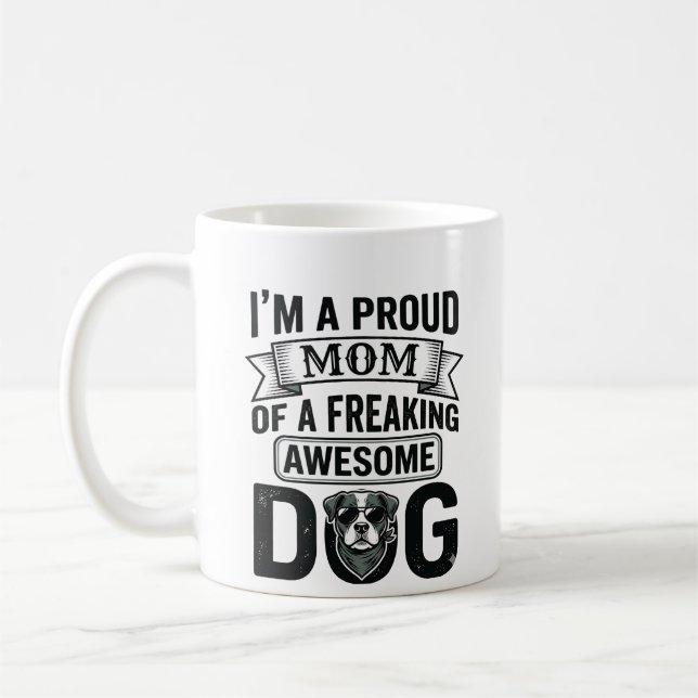 Mug Maman de chien fière dessin vectoriel gravure vint (Gauche)