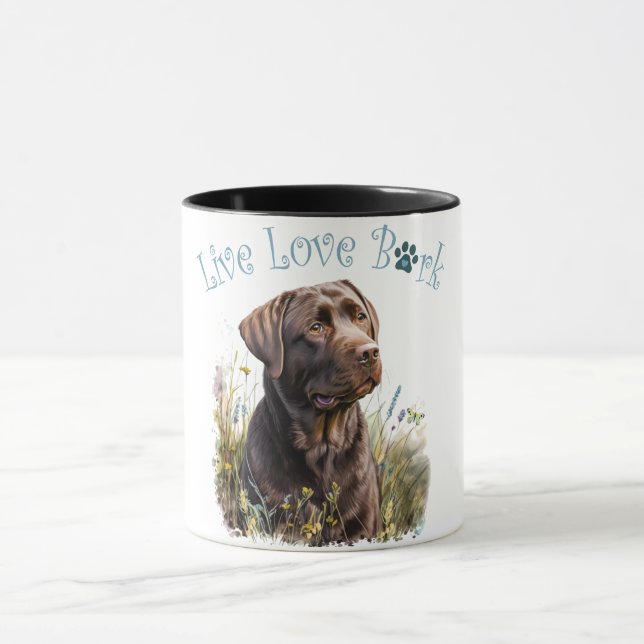 Mug Maman de chien labrador chocolat floral (Centre)