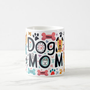 Mug Maman de chien moderne orange et rose