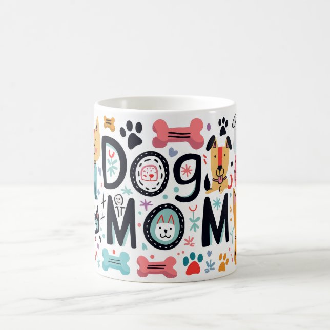Mug Maman de chien moderne orange et rose (Centre)