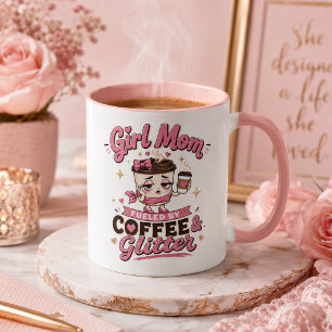 Mug Maman de fille alimentée par le café et les paille
