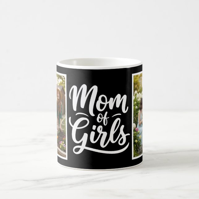 Mug Maman de Filles Écriture Manuscrite 2 Photo Noir e (Centre)