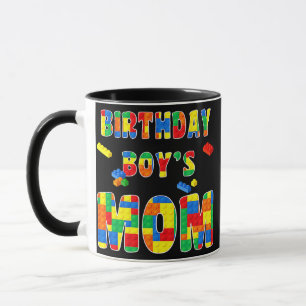 Mug Maman de garçon d'anniversaire en bloc de construc