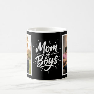 Mug Maman de garçons écriture pinceau deux photo noir