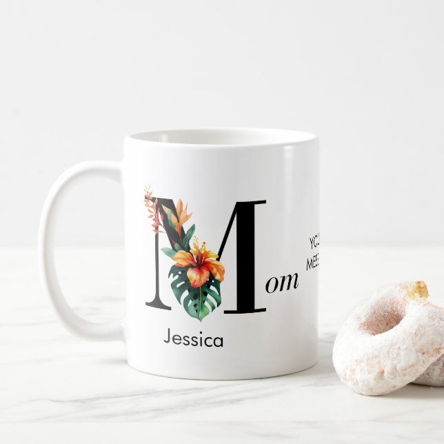 Mug Maman de monographie botanique personnalisée (Avec donut)