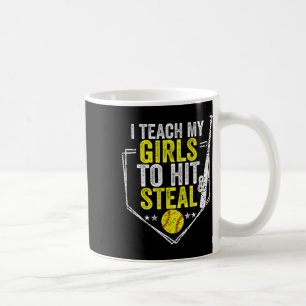 Mug Maman de softball drôle j'apprends à mes filles à