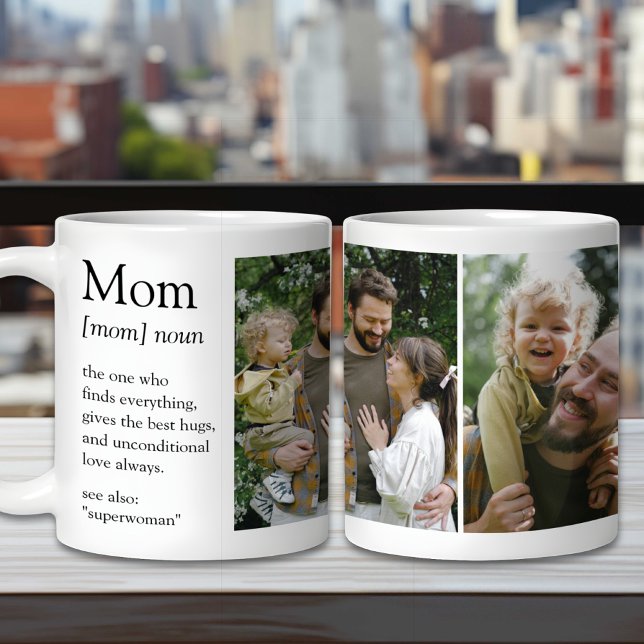 Mug Maman Définition Amusante et feutrée Photo de fami (Créateur téléchargé)