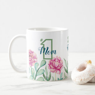 Mug Maman du numéro un, jardin de pivoine