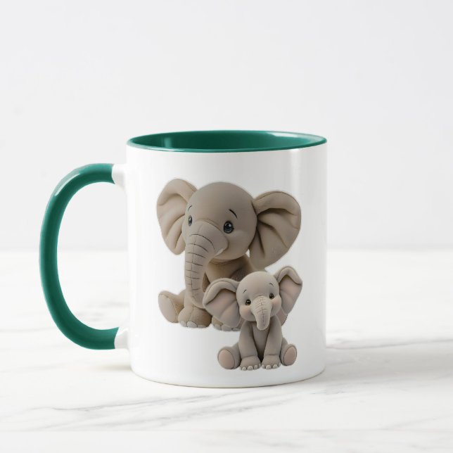 Mug Maman éléphant et bébé attendrissant. (Gauche)