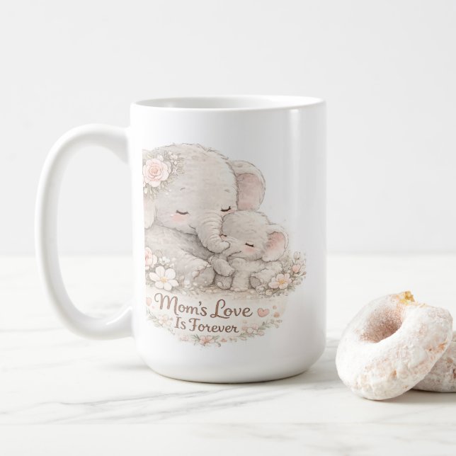 Mug Maman Éléphant et Bébé Mignon – L'amour d'une  (Avec donut)