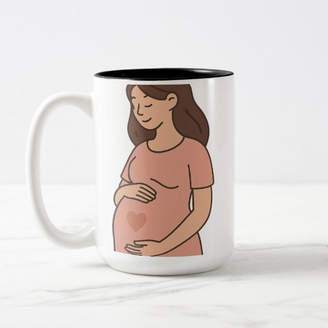 Mug maman enceinte - Mignonne Maternité Caricature (Gauche)