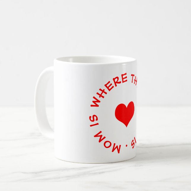 Mug maman est là où le coeur est bouton (Devant gauche)