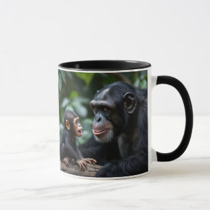 Mug Maman et bébé chimpanzés, amour tendresse.
