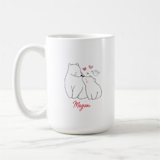 Mug Maman et bébé Coeurs d'ours minimaliste Personnali
