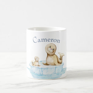 Mug Maman et bébé phoque sur glace Bébé Shower d'hiver
