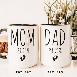 Mug Maman et Papa   Révélation de bébé avec écriture é