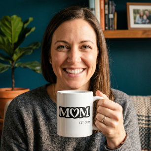Mug Maman établie Cœur audacieux noir et blanc Mignon