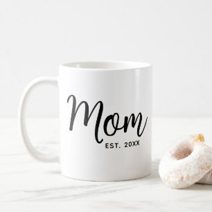 Mug Maman Etablie Date Script Noir Nouvelle Maman Cade