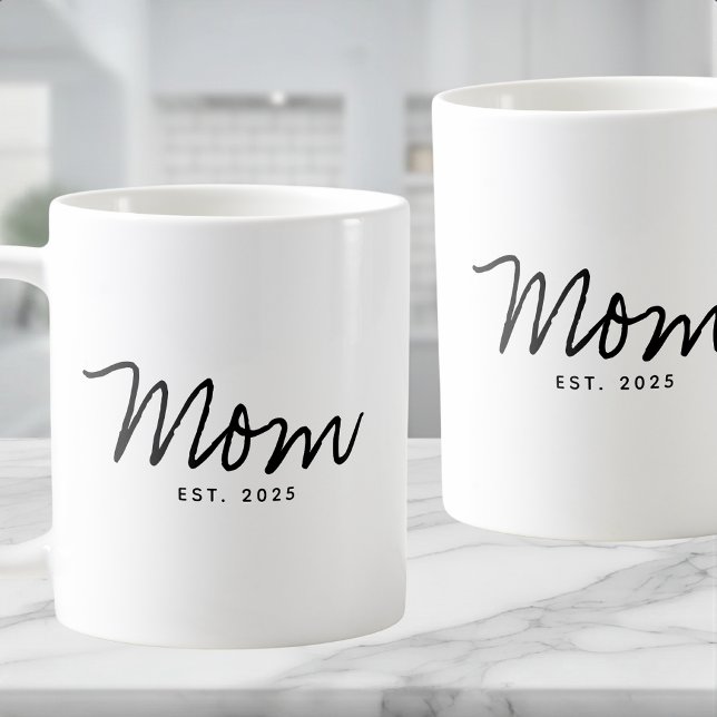 Mug Maman établie Écriture noire Cadeau de nouvelle ma (Créateur téléchargé)