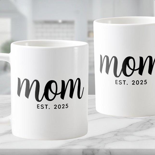 Mug Maman établie Écriture noire Cadeau de nouvelle ma (Créateur téléchargé)
