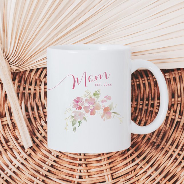 Mug Maman Etablie Rose Push Aquarelle Florale (Créateur téléchargé)