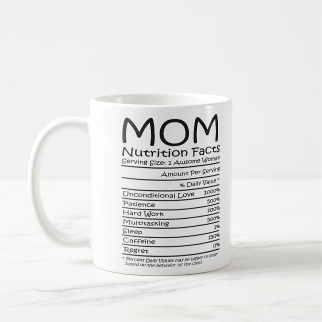 Mug Maman Faits nutritionnels Drôle Fête des mères (Gauche)