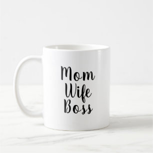 Mug Maman femme patron noir blanc script personnalisé 