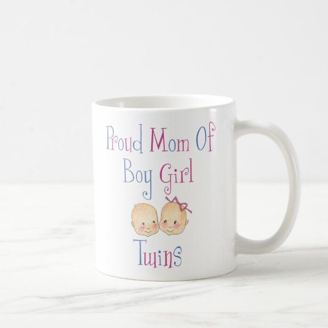 Mug Maman fière des jumelles de fille de garçon (Droite)
