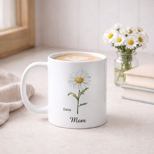 Mug Maman Fleur de naissance d'avril Marguerite (Créateur téléchargé)