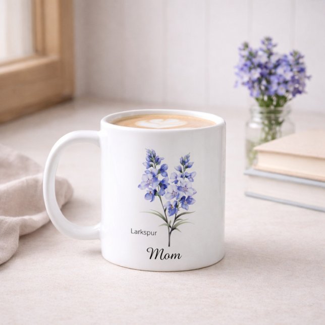 Mug Maman Fleur de naissance de juillet Pied-d'alouett (Créateur téléchargé)