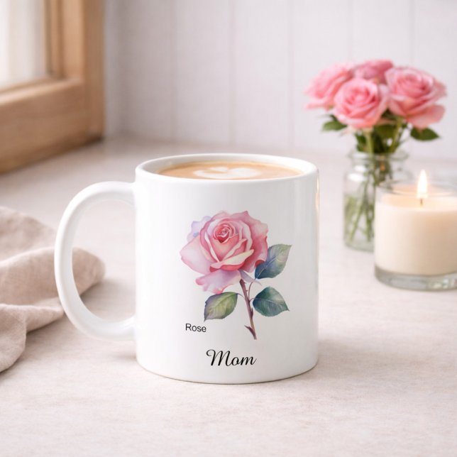 Mug Maman Fleur de naissance de juin Rose (Créateur téléchargé)