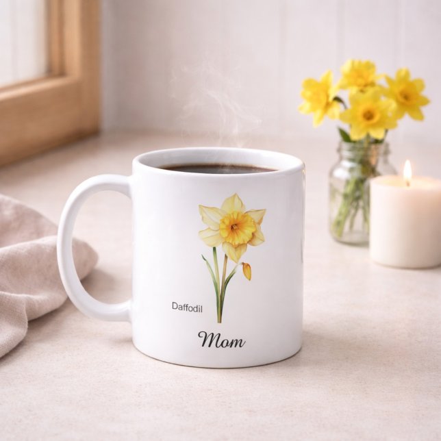 Mug Maman Fleur de Naissance de Mars Jonquille (Créateur téléchargé)