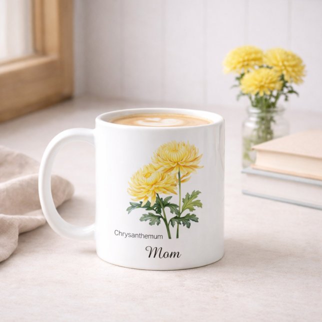 Mug Maman fleur de naissance de novembre chrysanthème (Créateur téléchargé)