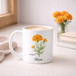 Mug Maman Fleur de naissance d'octobre Souci