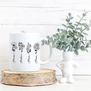 Mug maman fleur sauvage minimaliste
