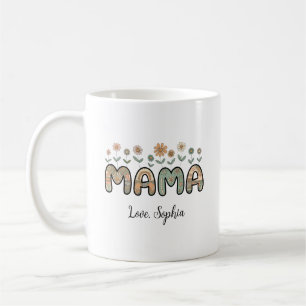 Mug Maman, Fleurs Fête des mères Nom personnalisé