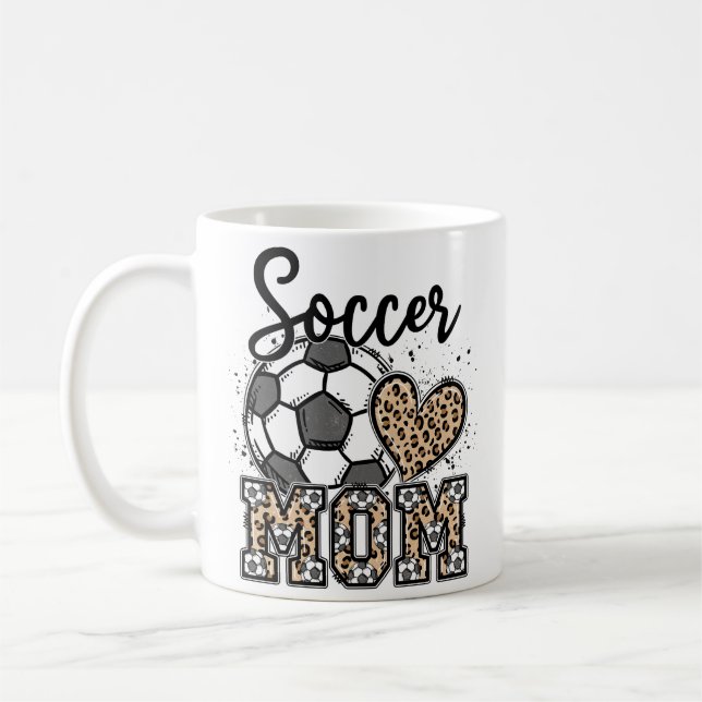 Mug Maman Footballeuse Impression Léopard Fête des Mèr (Gauche)