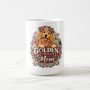 Mug Maman Golden Retriever Floral Mon Cœur a des Patte