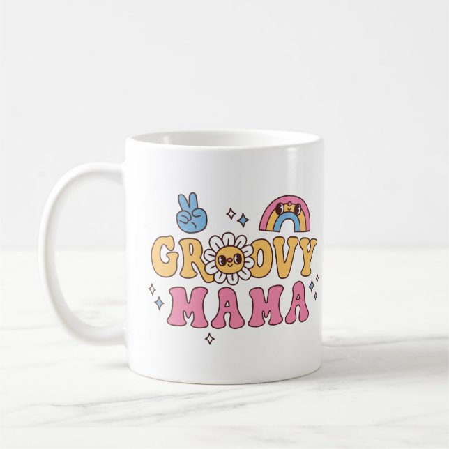 Mug Maman Groovy Fleur Et Arc-En-Ciel (Gauche)