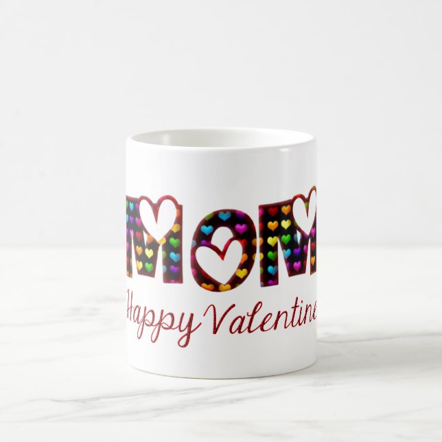 Mug Maman heureux Valentine mignonne Coeurs Typographi (Centre)